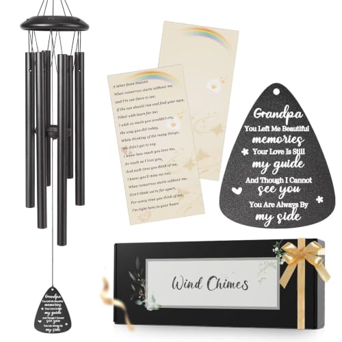Memorial Gifts for Loss of Grandpa, 25''Memorial Wind Chimes of Sympathy Gifts for Loss of Grandpa,Condolence/Bereavement/Remembrance Gift,Windchimes in Memory,Funeral Decor for Garden Outside,Black - size: Grandpa