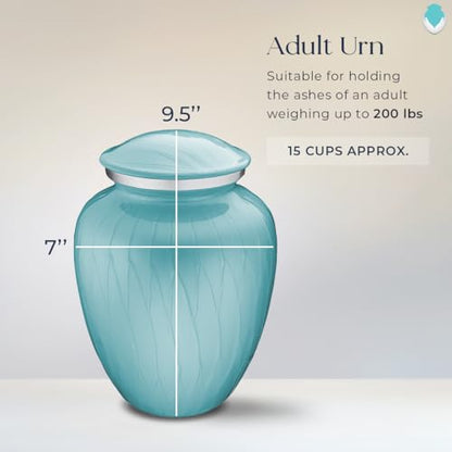 Geturns Embrace Adult Personalized Doves Cremation Urns for Human Ashes I Large Picture Pearl Light Blue Funeral Urn for Adult Men and Women with Double Side Engraving I 200 lbs - color: _Pearl Light Blue (Double Sided)