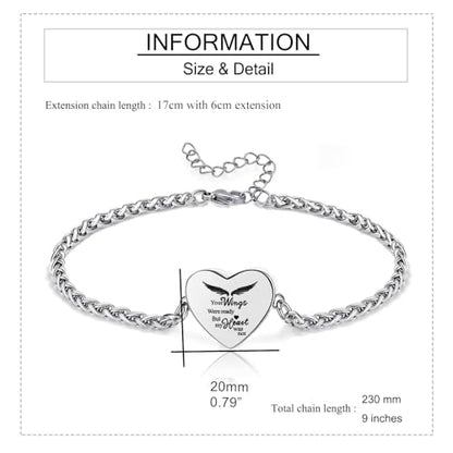 RIPFEVURN Heart Cremation Jewelry Urn Bracelet for Ashes for Women Memorial Ashes Keepsake Link Bracelet - color: 1pc-your wings