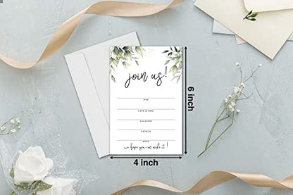 Join Us Invitation Cards With Envelopes -Greenery Invite Cards for All Occasions, Wedding, Engagement, Reception, Bridal or Baby Shower and Birthday Party - 25 Cards and 25 Envelopes- HL-001 YQK - color: Greenery2