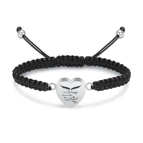 Imrsanl Heart Cremation Bracelet for Ashes Memorial Urn Jewelry - color: Rope-Silver