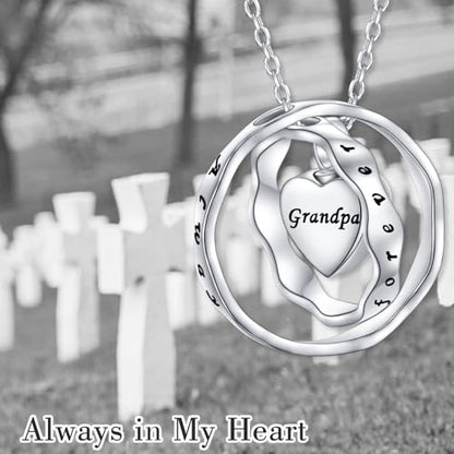 Ladytree 925 Sterling Silver Cremation Urn Necklace for Ashes - style: Circle-Grandpa