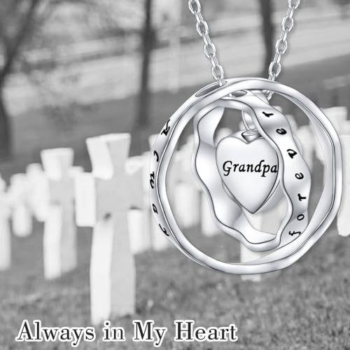 Ladytree 925 Sterling Silver Cremation Urn Necklace for Ashes - style: Circle-Grandpa