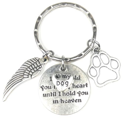 I Will Hold You in My Heart Until I Hold You in Heaven Angel Wing Pet Memorial Gift Sympathy Canine Pooch Pup Beloved Companion Four-legged Friend Fur Baby Puppy Paw I Love My Dog Keychain 114P