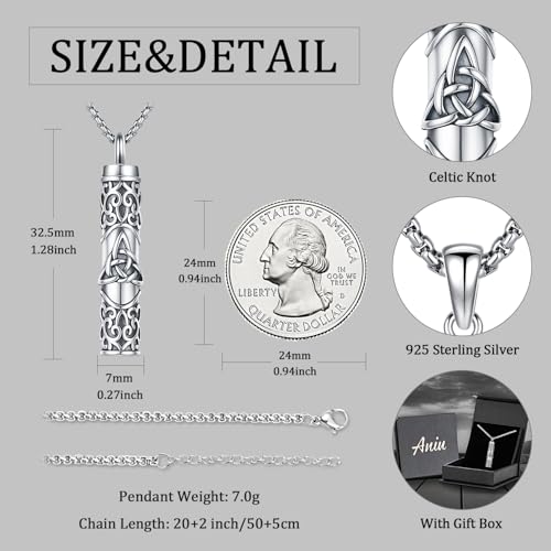 Aniu S925 Sterling Silver Urn Necklace Cremation Jewelry for Ashes - color: Celtic Knot - A