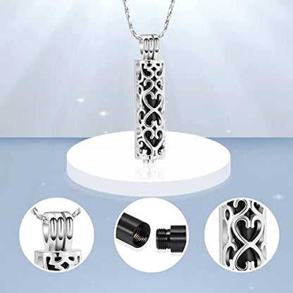 Imrsanl Cylinder Cremation Urn Necklace for Ashes of Loved One - color: Black