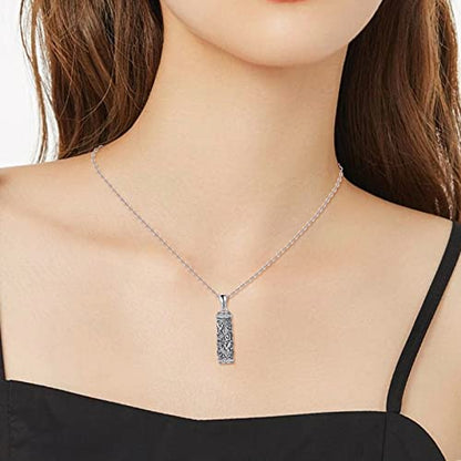 TOUPOP Tree of Life Cremation Jewelry Urn Necklace for Ashes for Women Men 925 Sterling Silver Cylinder Urn Pendant Necklaces for Human Ashes of Loved Ones Keepsake Memorial Gifts - style: 2-Hummingbird