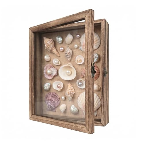 8×10 Shadow Box Frame, Linen Back, Glass Door, Hinge Display Case - color: Carbonized, size: 8×10