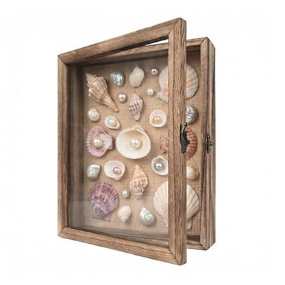 8×10 Shadow Box Frame, Linen Back, Glass Door, Hinge Display Case - color: Carbonized, size: 8×10