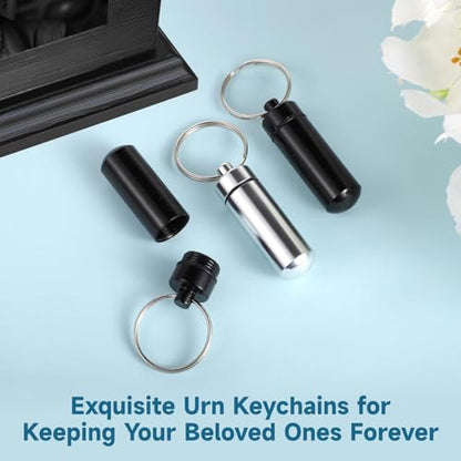 Cremation Jewelry for Ashes - 6 PCS Urn Necklaces for Ashes,Cylinder Vial Cremation Urn Key Chains Necklace Keepsake Ashes
