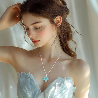Sterling Silver Tree of Life Necklace for Women Oval Family Tree Necklace Abalone Shell Moonstone Pendant Mother Day Necklace for Mom Tree of Life Jewelry - style: Tree of Life-Moon phase