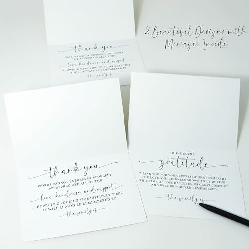 Funeral Thank You Cards with Envelopes Message Inside | 4×6 Inches 48 Pack, Sympathy Thank You Cards for Funeral Bereavement