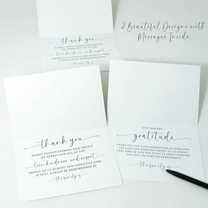 Funeral Thank You Cards with Envelopes Message Inside | 4×6 Inches 48 Pack, Sympathy Thank You Cards for Funeral Bereavement
