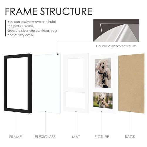 DUENPY 8x14 Multi Size Collage Frame Photo Display Black - color: Black, size: 8x14（4x6+5x7 opening）