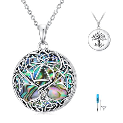 WINNICACA Urn Necklaces for Ashes 925 Sterling Silver Tree of Life Ash Necklace Cremation Jewelry Urn Pendants for Women Memorial Gifts for Birthday Christmas Funeral - style: 03-Urn