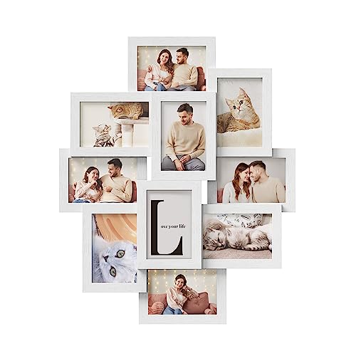 SONGMICS Collage Picture Frames for Wall Decor, 10-Pack 4 x 6, Glass Front - color: Cloud White, size: 10 Pack