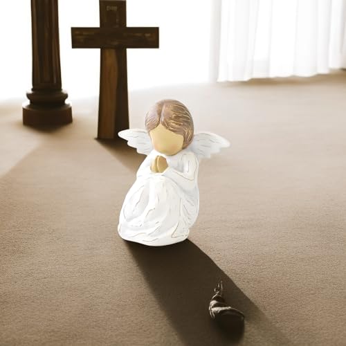 JINGIHE Praying Hands Angel Figurine, Baptism Gifts for Teen Girl | Guardian Angel Decor for Confirmation Religious Christening Gifts, Prayer Angel Statue with Wing for Women