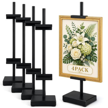Adjustable Tabletop Easel Stand, Black 17" H Easels for Display | 4 Pack Picture Easels for Display, Metal Picture Frame Holder Stand Table, For Art, Photo - color: Black 4Pack