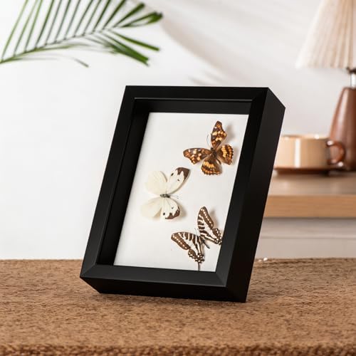5x7 Small Shadow Box Frame with Ultra-Clear Glass & Soft Linen Back - color: Black+high Definition Panel + Shatter-proof Packaging, size: 5x7