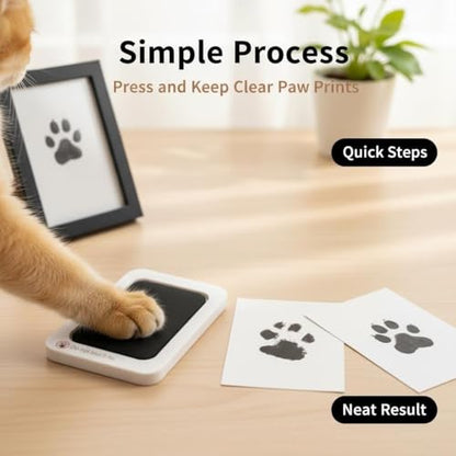 Inkless Paw Print Kit for Dogs - Mess-Free Dog Paw Print Kit, Pet Paw Impression Kit for Cats & Babies, Clean Touch Dog Print Kit with Ink Pad & Wooden Frame, Keepsake Gift for Pet Lovers & New Moms