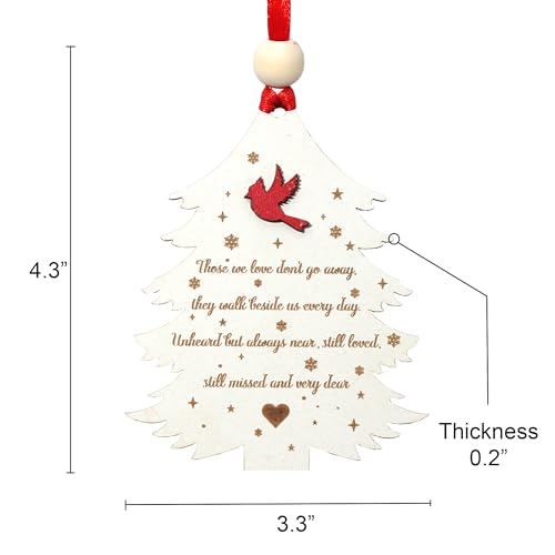 Cardinal Memorial Christmas Ornament, Those We Love Don't Go Away, They Walk Beside Us Everyday, in Loving Memory, Bereavement Christmas Ornament Wooden, Sympathy Gifts for Loss of Loved One (S07) - style: S07