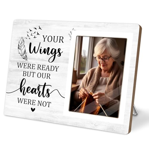 Memorial Photo Frame, Sympathy Gift for Loss Loved Ones, in My Heart, in Loving Memory Wooden Picture Frame, Passed Away Condolence Gifts for Memorial Death Loss of Loved(White-Heart 4 x 6 Photo) - color: White-Heart