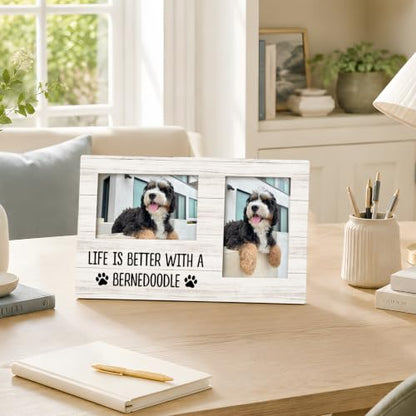 Bernedoodle Gifts Double Picture Frame 4x6, Dog Two Photo Frame - color: color-11