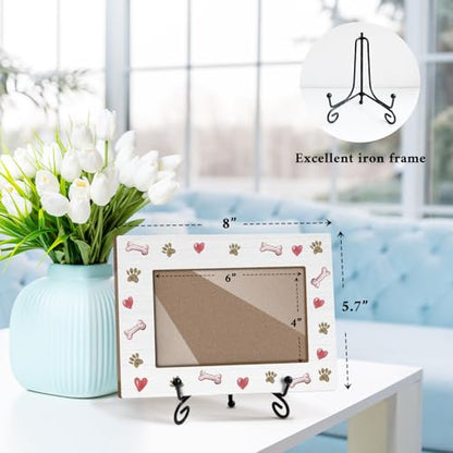 Dog Picture Frame Paw Print Frame Memorial Gifts for Dog Mom Loss of Pet Sympathy Gifts Desk Decor Photo Frame 4x6 Horizontal -small25 - style: White-Dog