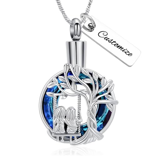 Yinplsmemory Cremation Jewelry Tree of Life Urn Necklace for Women Ashes Keepsake Jewelry for Sister for Ashes - color: Customize