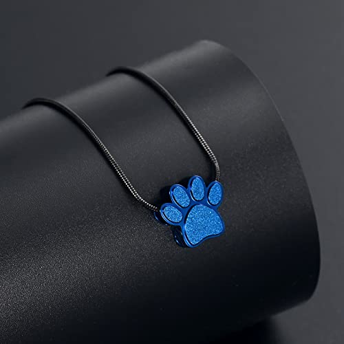 Paw Print Urn Cremation Necklace for Ashes Dog Cat Pet Paw Print Animal Keepsake Memorial Charm Pendant Necklace for Men Women