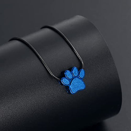 Paw Print Urn Cremation Necklace for Ashes Dog Cat Pet Paw Print Animal Keepsake Memorial Charm Pendant Necklace for Men Women