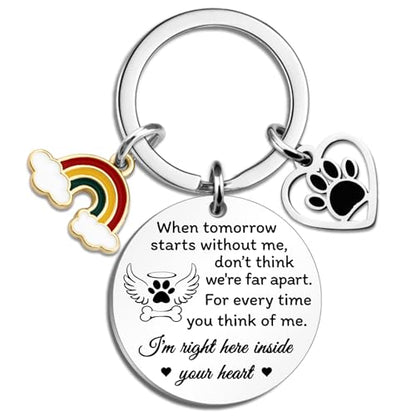 Rainbow Bridge Dog Memorial Gifts for Loss of Dog Keychain | Dog Passing Away Gifts Pet Memorial Gifts for Dog Puppy Sympathy Gift for Pet Lover Owner Friends