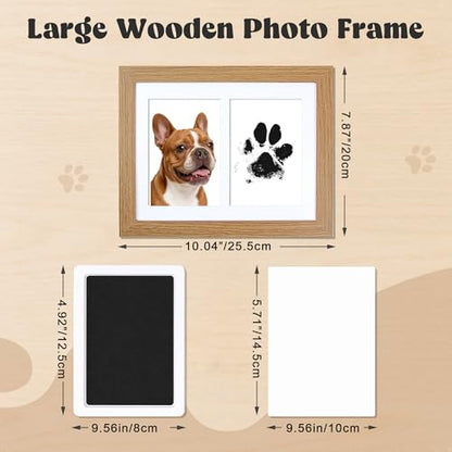 Paw of Dogs Print Kit with Black Frame, Dog Nose Print Kit, 2pcs Inkless Ink Pads, 4pcs Imprint Cards, Paw of Pet Print Impression Kit, Dog Cats Footprint Keepsake Gifts - color: black
