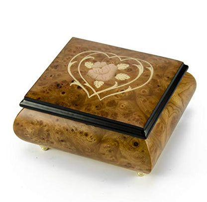 Harmonious Musical Jewelry Box with Flower & Double Heart Outline Wood Inlay - Many Songs to Choose - It's A Small World After All - size: 199. It's A Small World After All