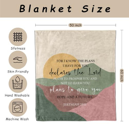 HIWX Boho Mountain Christian Religious Throw Blanket 50x60 Inches - color: Give 1, size: 50“L x 60”W