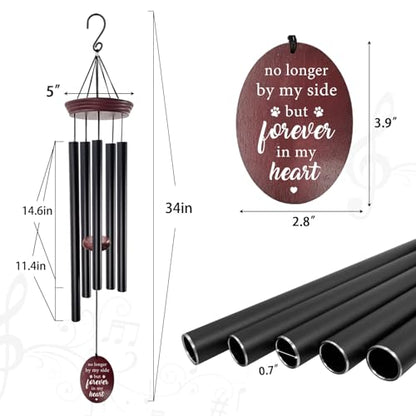 Pet Memorial Wind Chime, Dog Memorial Wind Chimes for Loss of Dog, Tuned Aluminum Tubes in G Scale, Wooden Top, Sympathy Pet Loss Gifts for Garden Patio – Forever in My Heart - size: 3