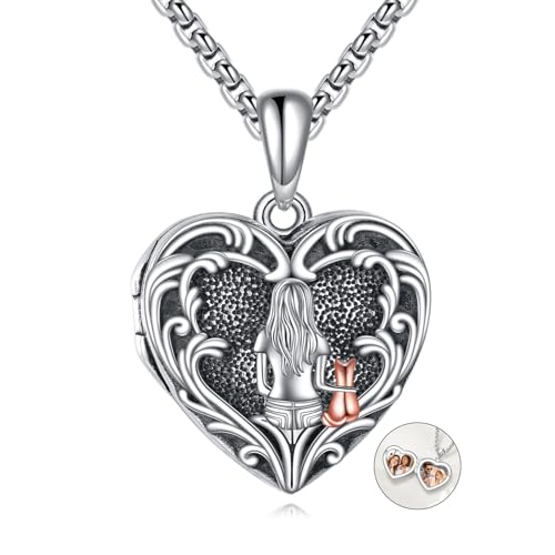 Personalized Heart Locket Necklace 925 Sterling Silver That Holds Pictures Photo Keep Someone Near to You Custom Lockets Necklaces Letters Engraving for His Her - style: Cat locket only