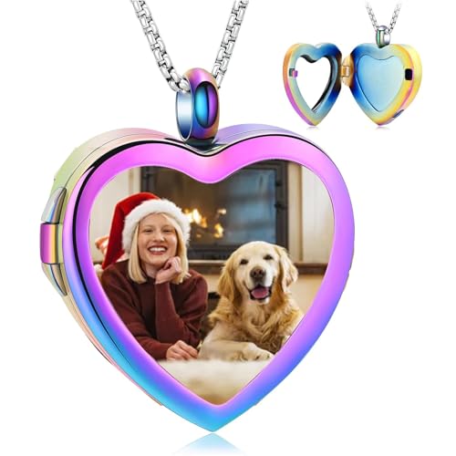 zeqingjw Glass Cremation Jewelry - Round Heart Memorial Urn Necklace for Ashes of Loved One - Stainless Steel Human Pet Dog Cat Keepsake Urn Pendant - color: A-Customize
