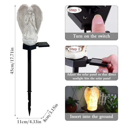Solar Garden Angel Lights, LED Waterproof Resin Angel Statue - color: Angel