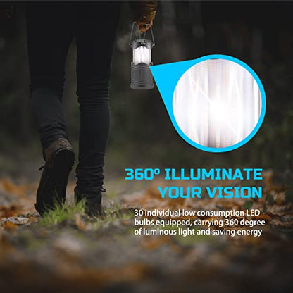 Lichamp 4 Pack LED Camping Lanterns, Dark Gray - color: Gray