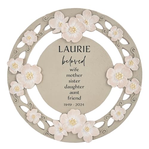 Let's Make Memories Personalized Memorial Garden Stone - Loved By All - Floral - Sympathy - style: Loved By All