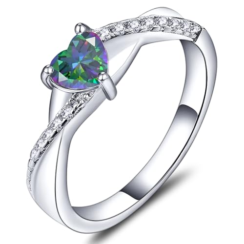 YL 925 Sterling Silver Engagement Rings 5MM Heart Cut Birthstone Infinity Ring for Women-size5 - color: 06-alexandrite-Jun