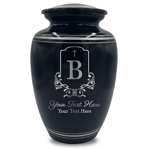 Custom Extra Large Human Cremation Urn Traditional Style Metal Urn For Ashes and Remains- Headstone Shape 2 - Polished Silver Rim - color: Headstone Shape 2, size: Polished Silver Rim