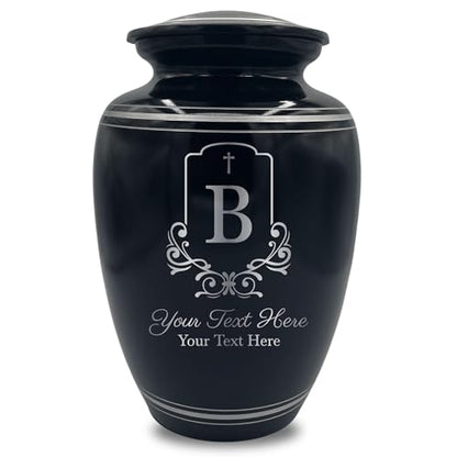 Custom Extra Large Human Cremation Urn Traditional Style Metal Urn For Ashes and Remains- Headstone Shape 2 - Polished Silver Rim - color: Headstone Shape 2, size: Polished Silver Rim
