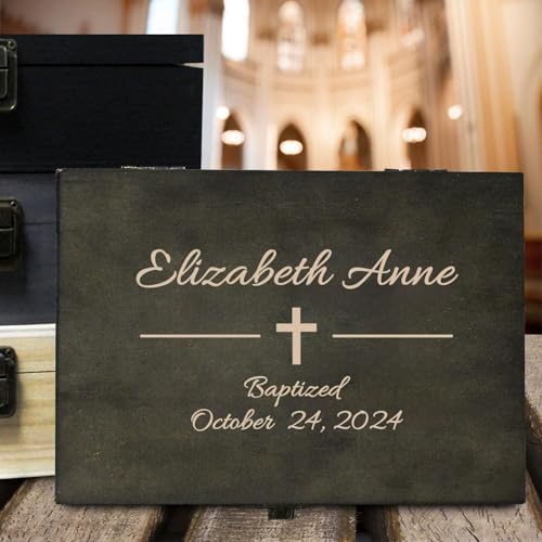 Baptism Gift for Boys & Girls, Personalized Wooden Memory Box - style: 2. Baptism Designs