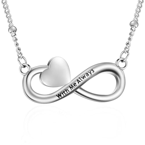 XIUDA Infinity Cremation Jewelry Heart Urn Necklace for Ashes Stainless Steel Urn Pendant Memorial Ashes Necklace for Women Men - color: Silver