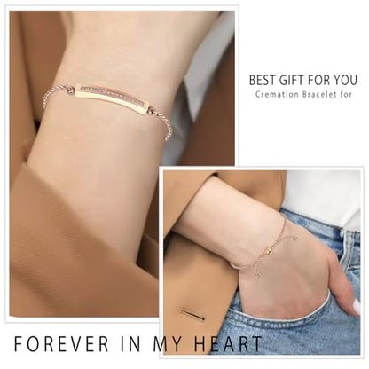 Minicremation Shiny Crystal Cremation Bracelet for Ashes for Women Cube Urn Bangle Locket Ash Holder Memorial Jewelry Bracelet Keepsake Gift - color: Rose Gold