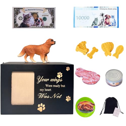 pet urns for Dogs Black Wood Dog urns for Ashes with Photo Frame and Latch, Keepsake pet urn for cat urns for Ashes and urn for Dog Ashes - color: Male Golden Retriever 4046, size: Black framed urn