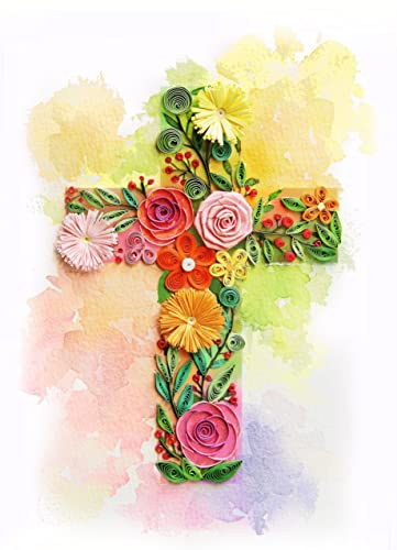 Colorful First Communion Card, Baptism, Sympathy, Thank You, for Girl, Boy, Granddaughter, Grandson (Cross) - color: Cross