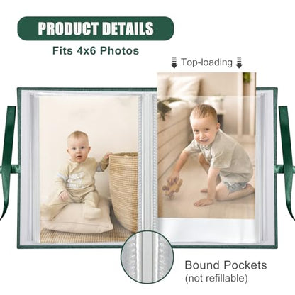 Photo Album 4x6 100 Pockets, Slip-in Picture Albums, Linen Cover Top Loader Vertical Pockets Albums for Baby, Kids Boy Girls, Wedding, Family, Anniversary, Dark Green - color: Dark Greed, size: 100 Pockets white Bandage
